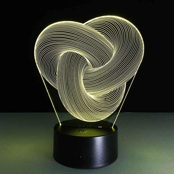 Laser Cut Abstract Knot Optical Illusion 3D Light Lamp