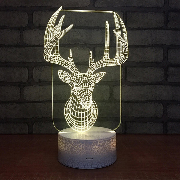 Laser Cut Deer Head Acrylic Night Light Lamp