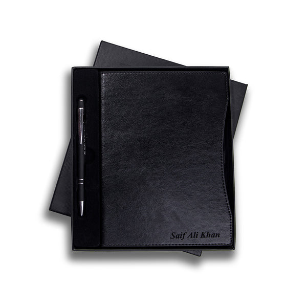 Leatherette Hard Cover Diary+ Pen with Engraved Name